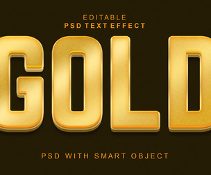 3D Gold PSD Fully Editable Text Effect. Layer Style PSD Mockup Template