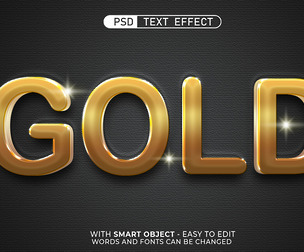 3D Gold PSD Fully Editable Text Effect. Layer Style PSD Mockup Template