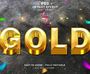 3D Gold PSD Fully Editable Text Effect. Layer Style PSD Mockup Template