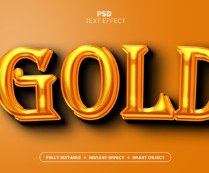 3D Gold PSD Fully Editable Text Effect. Layer Style PSD Mockup Template