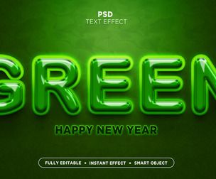 3D Green PSD Fully Editable Text Effect. Layer Style PSD Mockup Template