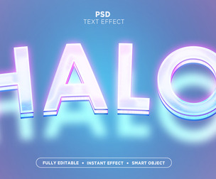 3D Halo PSD Fully Editable Text Effect. Layer Style PSD Mockup Template