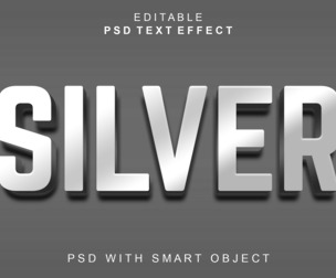 3D Silver PSD Fully Editable Text Effect. Layer Style PSD Mockup Template