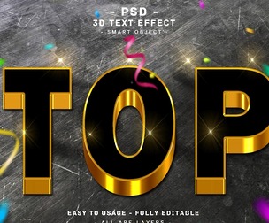 3D Top PSD Fully Editable Text Effect. Layer Style PSD Mockup Template