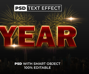 3D Year PSD Fully Editable Text Effect. Layer Style PSD Mockup Template