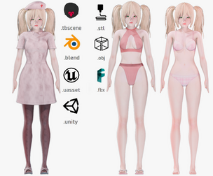 Clothing Collection 002 - Rig - UE5 - Unity - Blender - Animated - Realistic Female Character