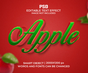 Apple PSD Fully Editable Text Effect. Layer Style PSD Mockup Template