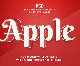 Apple PSD Fully Editable Text Effect. Layer Style PSD Mockup Template