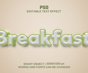 Breakfast PSD Fully Editable Text Effect. Layer Style PSD Mockup Template
