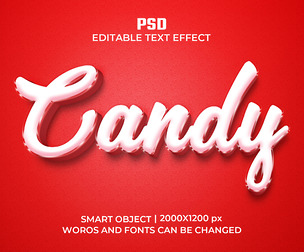 Candy PSD Fully Editable Text Effect. Layer Style PSD Mockup Template