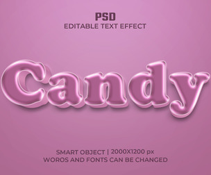 Candy PSD Fully Editable Text Effect. Layer Style PSD Mockup Template