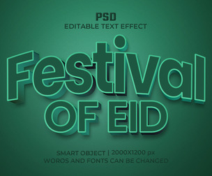 Festival of Eid PSD Fully Editable Text Effect. Layer Style PSD Mockup Template