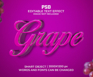 Grape PSD Fully Editable Text Effect. Layer Style PSD Mockup Template