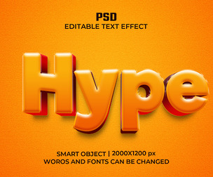 Hype PSD Fully Editable Text Effect. Layer Style PSD Mockup Template