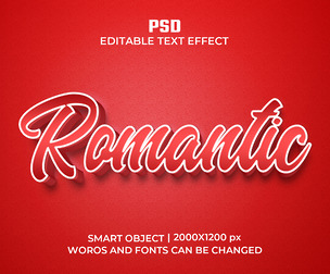 Romantic PSD Fully Editable Text Effect. Layer Style PSD Mockup Template