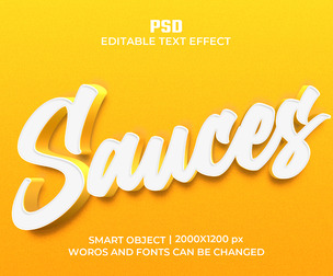 Sauces PSD Fully Editable Text Effect. Layer Style PSD Mockup Template