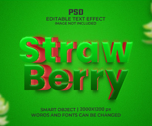 Straw Berry PSD Fully Editable Text Effect. Layer Style PSD Mockup Template
