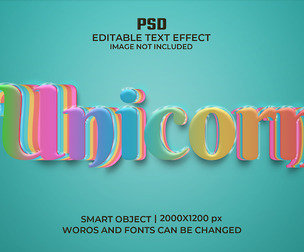 Unicorn PSD Fully Editable Text Effect. Layer Style PSD Mockup Template