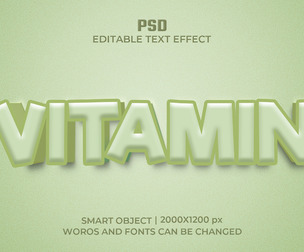 Vitamin PSD Fully Editable Text Effect. Layer Style PSD Mockup Template