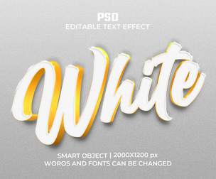 White PSD Fully Editable Text Effect. Layer Style PSD Mockup Template