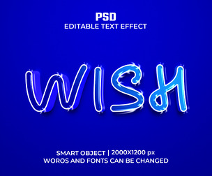 Wish PSD Fully Editable Text Effect. Layer Style PSD Mockup Template