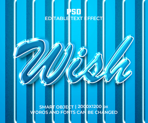 Wish PSD Fully Editable Text Effect. Layer Style PSD Mockup Template