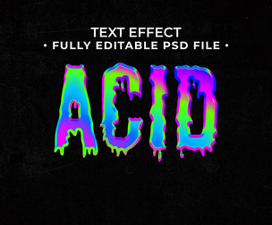 3D Acid PSD Fully Editable Text Effect. Layer Style PSD Mockup Template