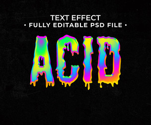3D Acid PSD Fully Editable Text Effect. Layer Style PSD Mockup Template