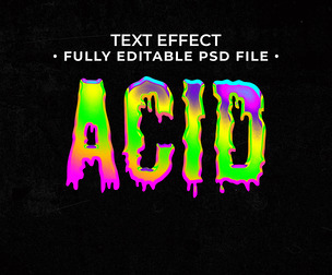 3D Acid PSD Fully Editable Text Effect. Layer Style PSD Mockup Template