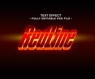 3D Redline PSD Fully Editable Text Effect. Layer Style PSD Mockup Template