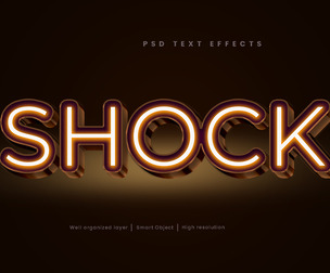 3D Shock PSD Fully Editable Text Effect. Layer Style PSD Mockup Template