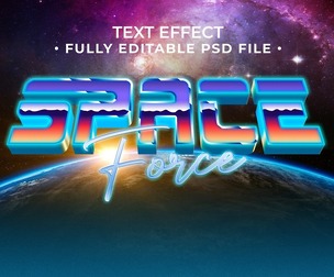 3D Space Force PSD Fully Editable Text Effect. Layer Style PSD Mockup Template
