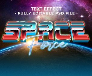 3D Space Force PSD Fully Editable Text Effect. Layer Style PSD Mockup Template