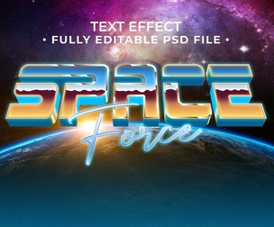 3D Space Force PSD Fully Editable Text Effect. Layer Style PSD Mockup Template