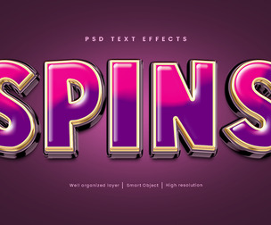3D Spins PSD Fully Editable Text Effect. Layer Style PSD Mockup Template
