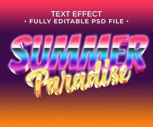 3D Summer Paradise PSD Fully Editable Text Effect. Layer Style PSD Mockup Template