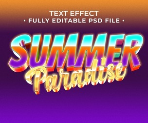 3D Summer Paradise PSD Fully Editable Text Effect. Layer Style PSD Mockup Template