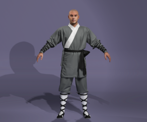 Realistic Shaolin Warrior Monk - Full Body Face Rig - UE Compatible 写实中国少林武僧光头和尚 少林寺武术