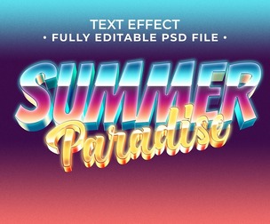 3D Summer Paradise PSD Fully Editable Text Effect. Layer Style PSD Mockup Template