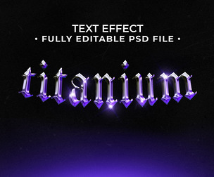 3D Titanium PSD Fully Editable Text Effect. Layer Style PSD Mockup Template