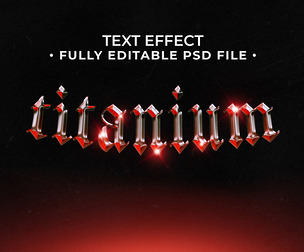 3D Titanium PSD Fully Editable Text Effect. Layer Style PSD Mockup Template
