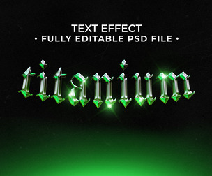 3D Titanium PSD Fully Editable Text Effect. Layer Style PSD Mockup Template