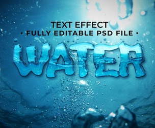 3D Water PSD Fully Editable Text Effect. Layer Style PSD Mockup Template