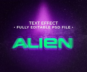 Alien PSD Fully Editable Text Effect. Layer Style PSD Mockup Template