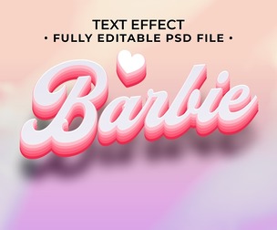 Barbie PSD Fully Editable Text Effect. Layer Style PSD Mockup Template