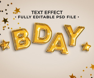 BDay PSD Fully Editable Text Effect. Layer Style PSD Mockup Template