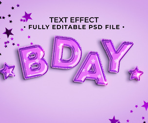 BDay PSD Fully Editable Text Effect. Layer Style PSD Mockup Template