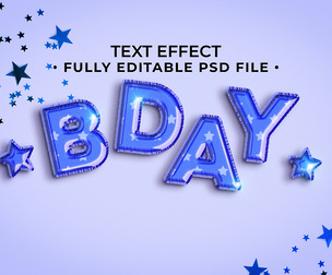 BDay PSD Fully Editable Text Effect. Layer Style PSD Mockup Template