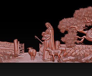 The Good Shepherd 3D Relief Biblical Pastoral Scene