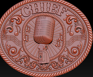 CHIEF Music Emblem Relief Vintage Microphone 3D CNC Model